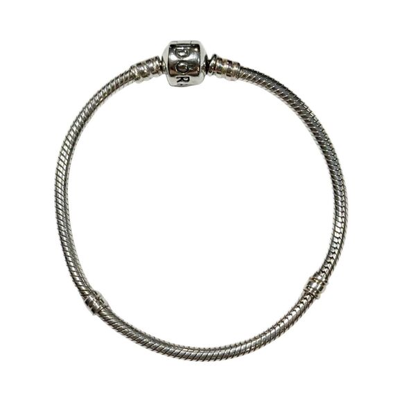 Pandora Authentic Silver Moments Snake Chain Charm Bracelet 8" - Picture 1 of 2